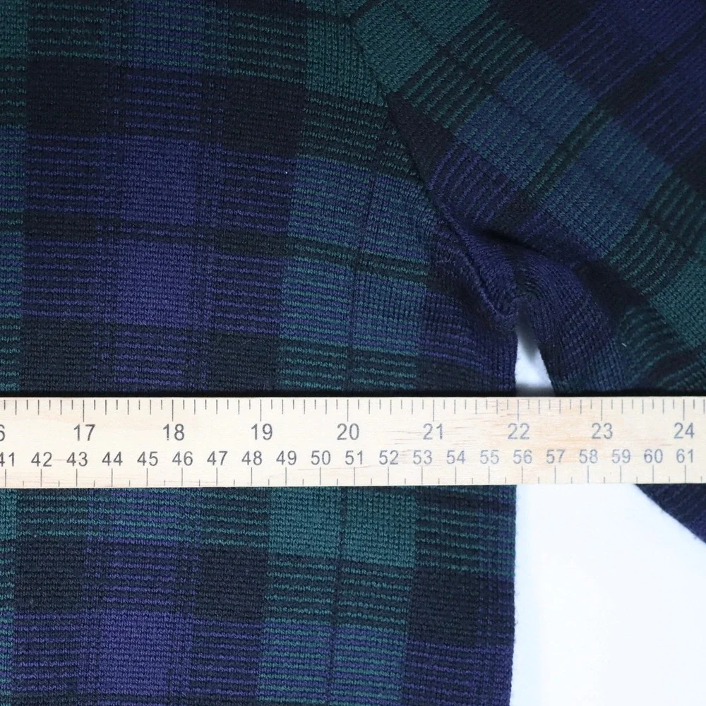 Polo Ralph Lauren Sweater Mens Large Green Plaid Wool Crewneck Pullover Casuaal